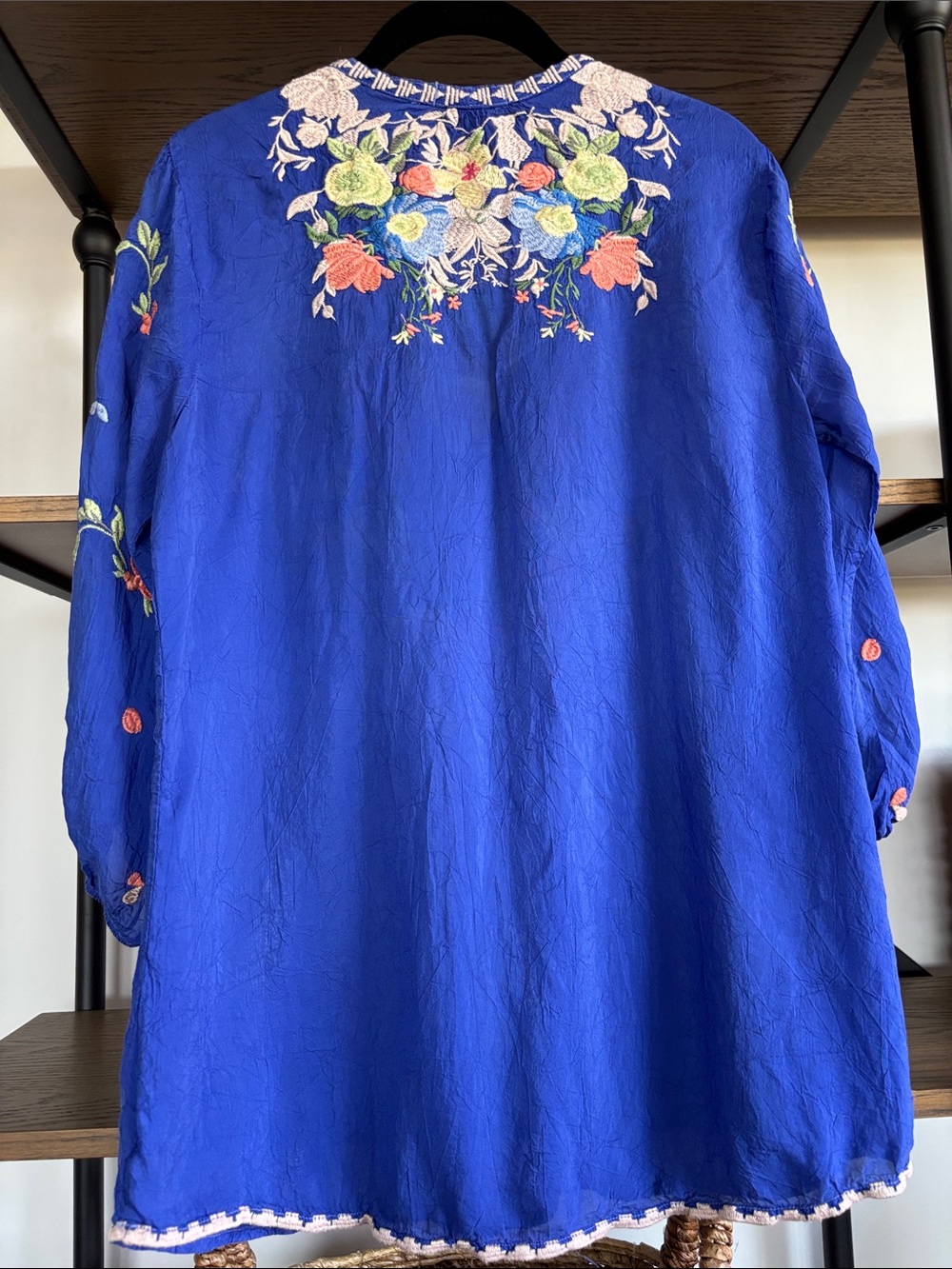 Johnny Was Cobalt Blue Embroidered V-Neck Tunic and a JW Bag - Picture 7 of 12